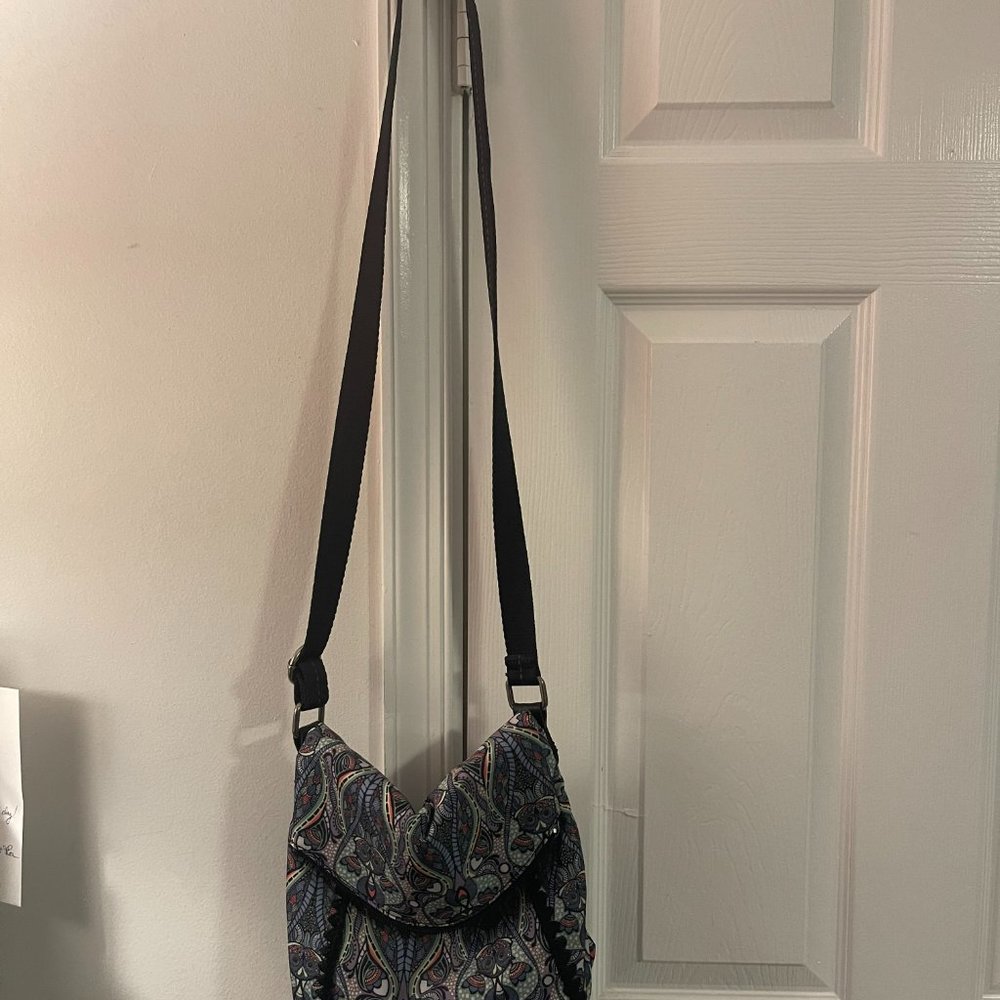 SakRoots multicolored foldover crossbody purse